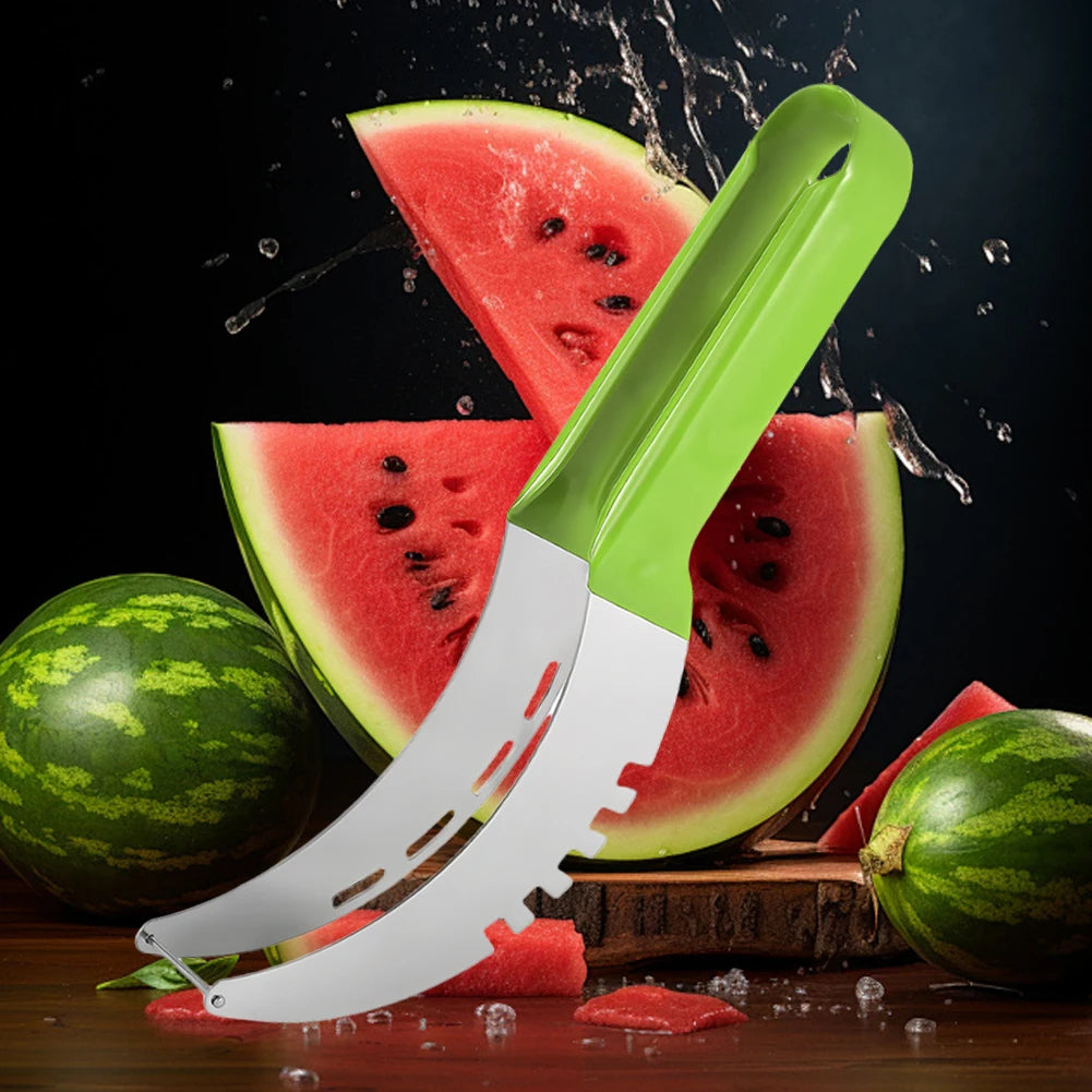 Stainless Watermelon Slicer Fruit Slicer Cutter with Non-Slip Handle Melon Fruit Slicer Kitchen Gadgets for Pineapple Cantaloupe