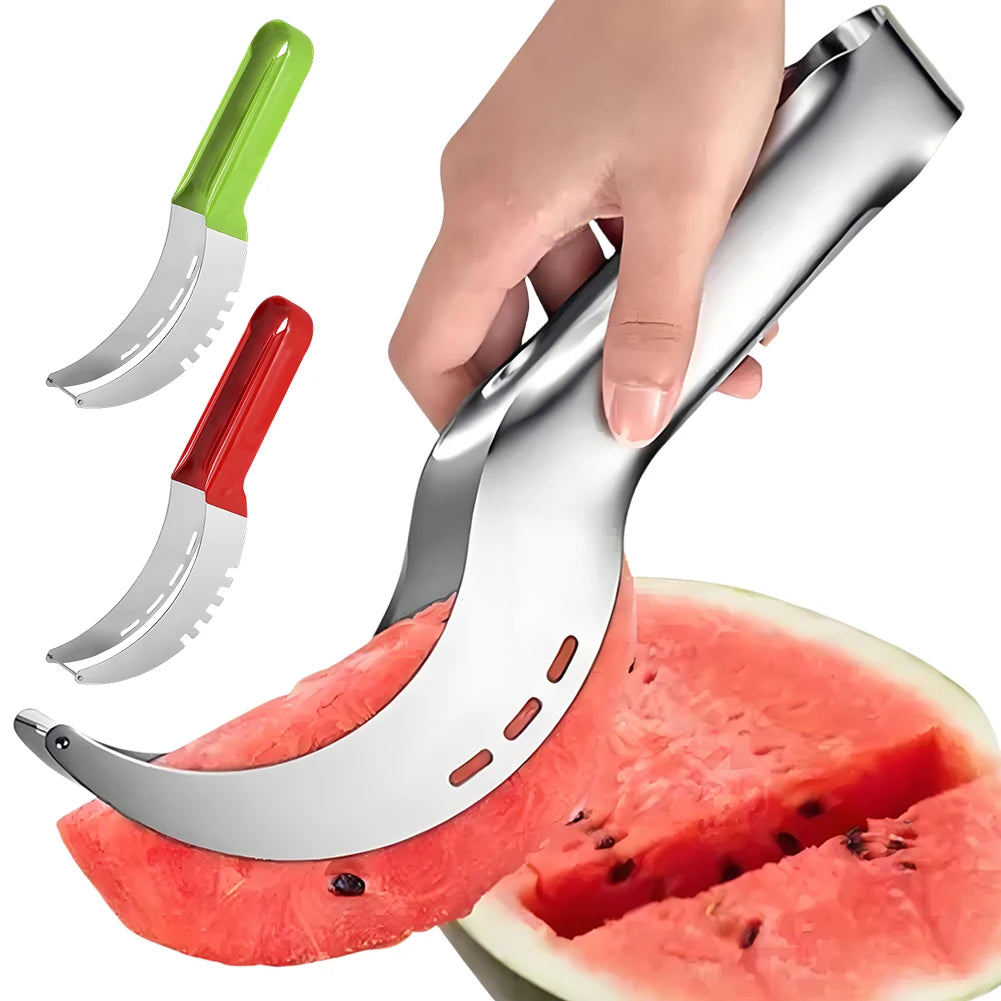 Stainless Watermelon Slicer Fruit Slicer Cutter with Non-Slip Handle Melon Fruit Slicer Kitchen Gadgets for Pineapple Cantaloupe