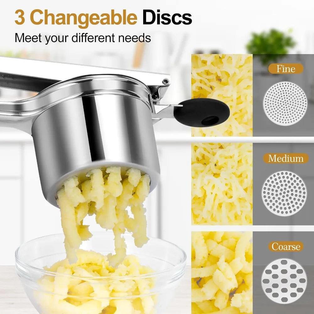 Durable Potato Ricer Stainless Steel Potato Masher Non Slip Handles Dishwasher Safe for Mashed Potatoes Fruit Puree Kitchen Tool